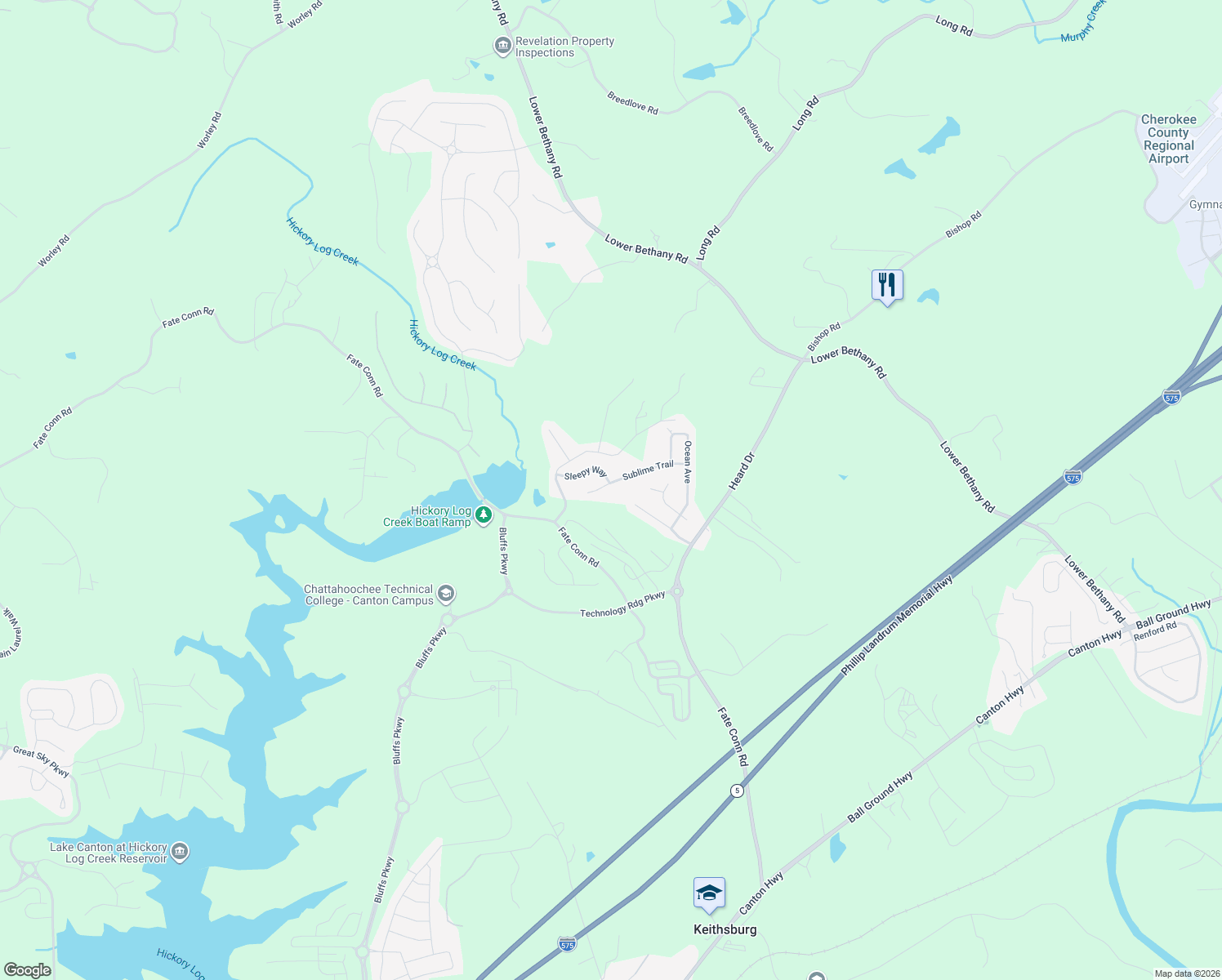 map of restaurants, bars, coffee shops, grocery stores, and more near 947 Sublime Trail in Canton