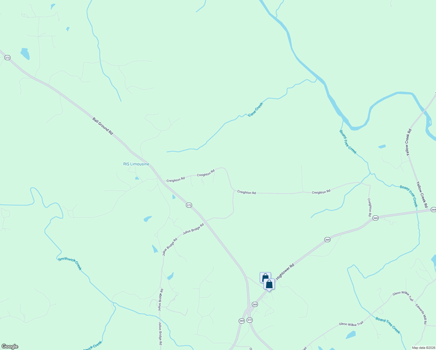 map of restaurants, bars, coffee shops, grocery stores, and more near 584 Creighton Rd in Ball Ground