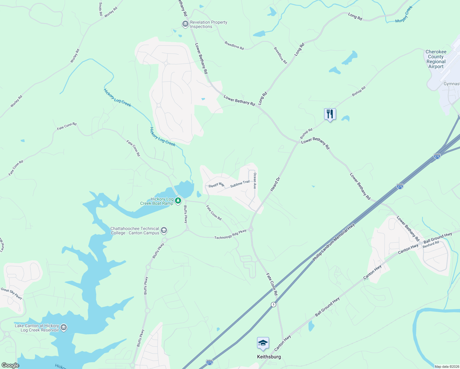 map of restaurants, bars, coffee shops, grocery stores, and more near 930 Sublime Trail in Canton