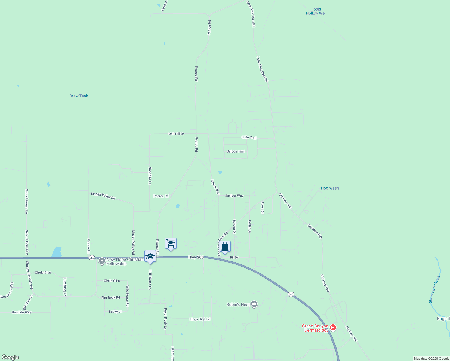 map of restaurants, bars, coffee shops, grocery stores, and more near 7022 Kims Way in Show Low