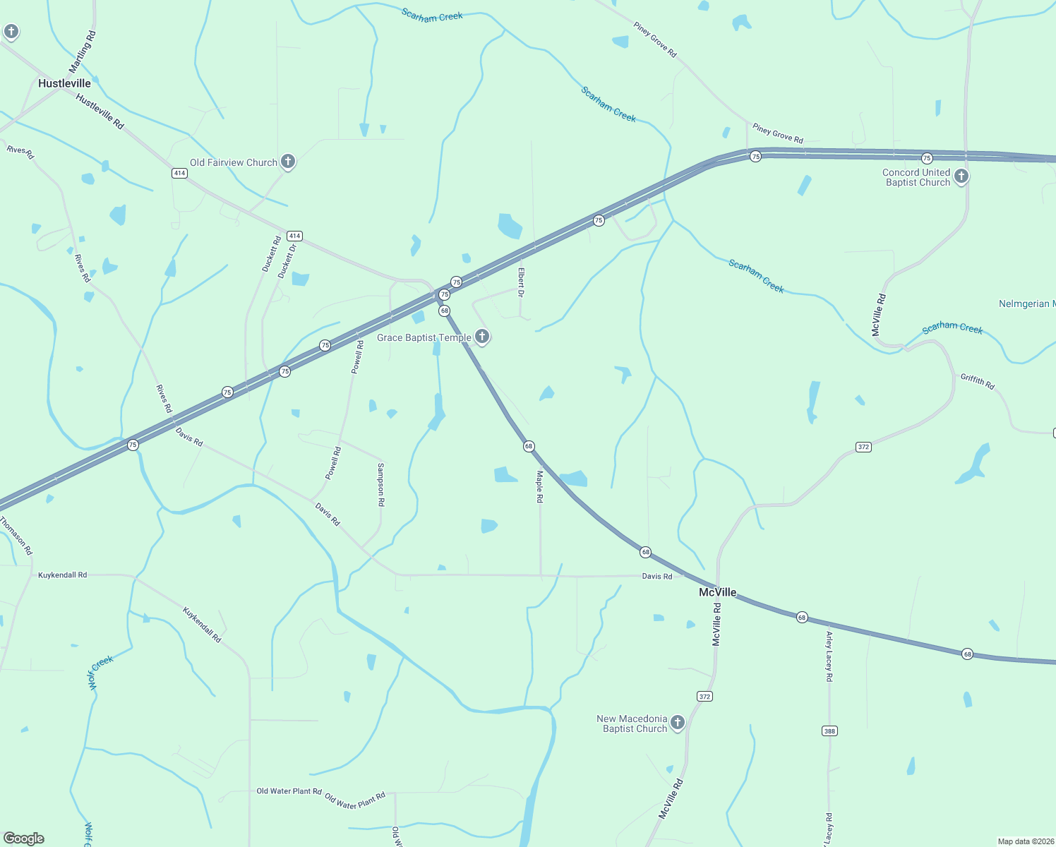 map of restaurants, bars, coffee shops, grocery stores, and more near 246 Gaither Rd in Albertville