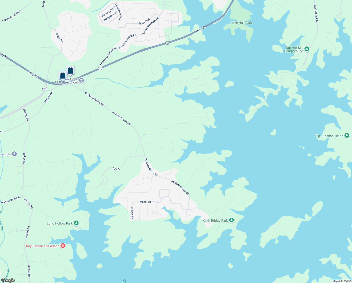 map of restaurants, bars, coffee shops, grocery stores, and more near 8525 Anchor on Lanier Court in Gainesville