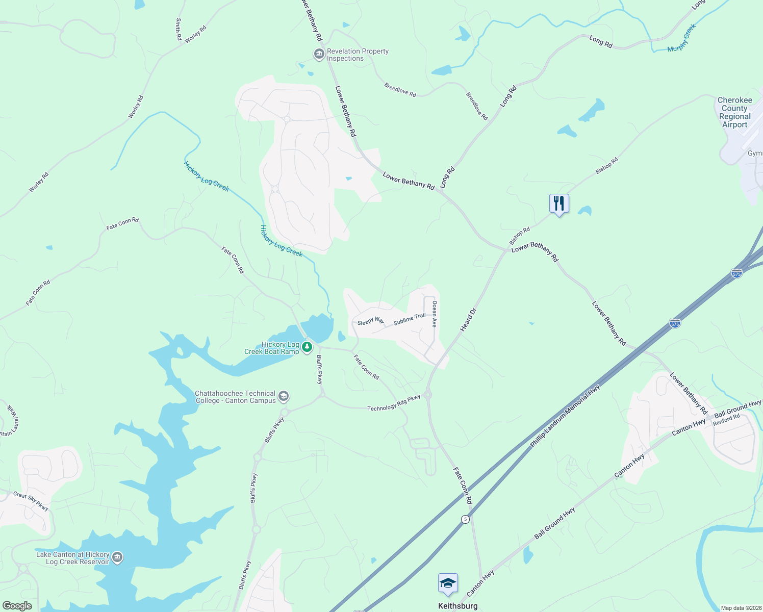 map of restaurants, bars, coffee shops, grocery stores, and more near 339 Fred Bishop Drive in Canton