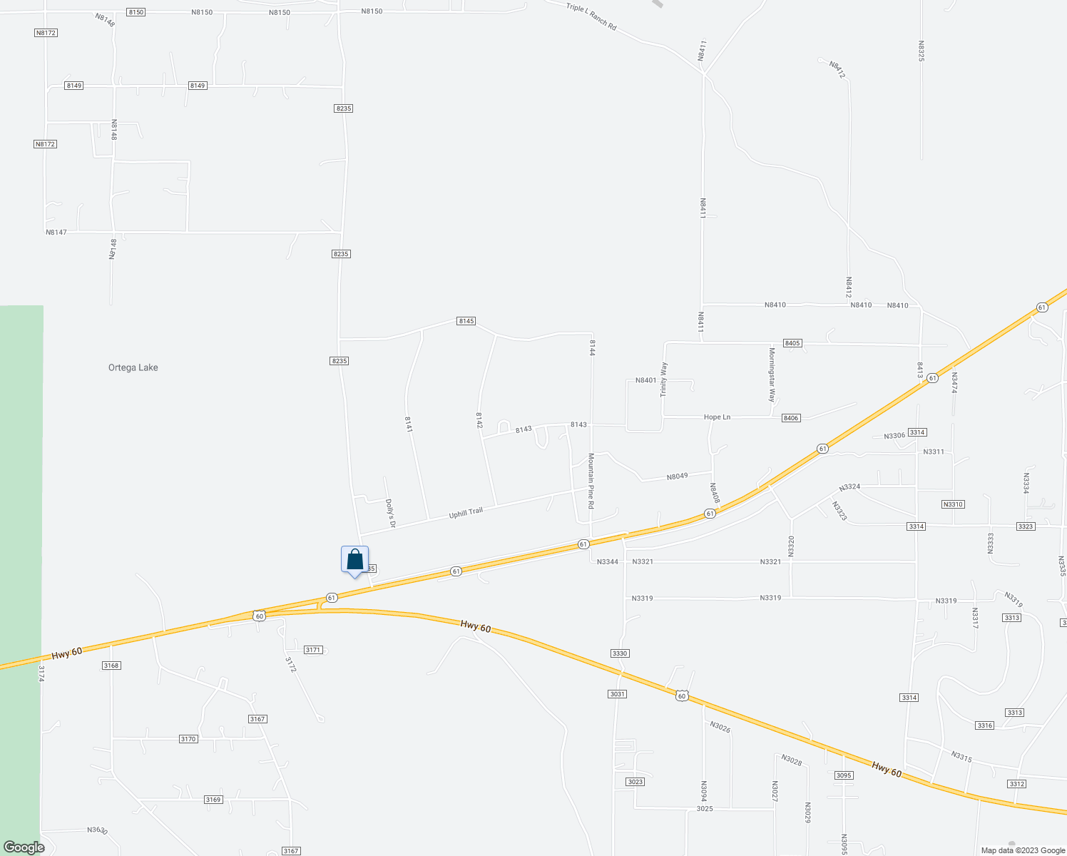map of restaurants, bars, coffee shops, grocery stores, and more near Ridge View Drive in Concho
