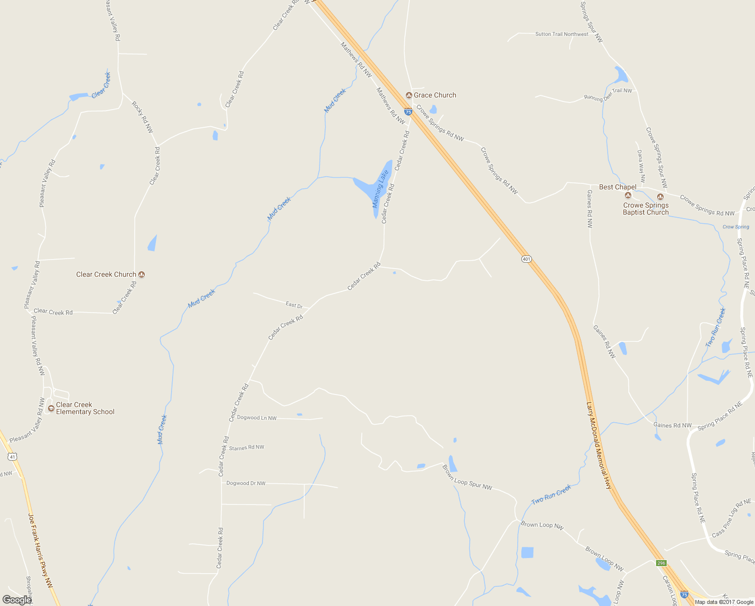 map of restaurants, bars, coffee shops, grocery stores, and more near 656 Cedar Creek Road in Cartersville