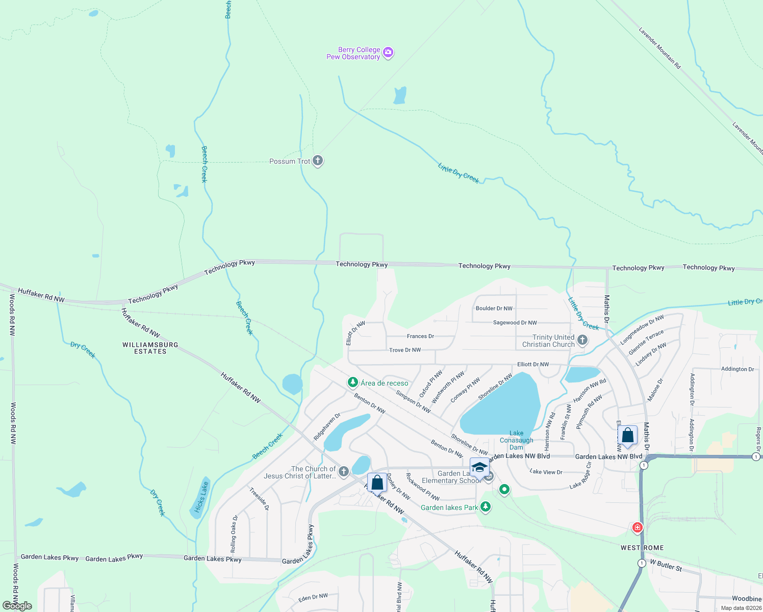 map of restaurants, bars, coffee shops, grocery stores, and more near 29 Hunters Glen in Rome