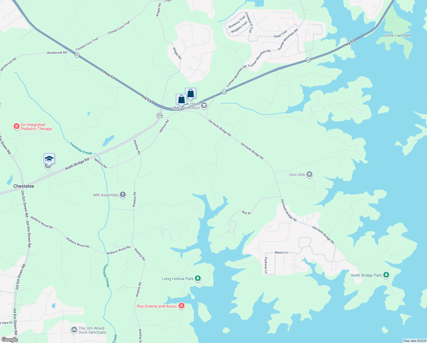 map of restaurants, bars, coffee shops, grocery stores, and more near 9030 Ivyshaw Drive in Gainesville