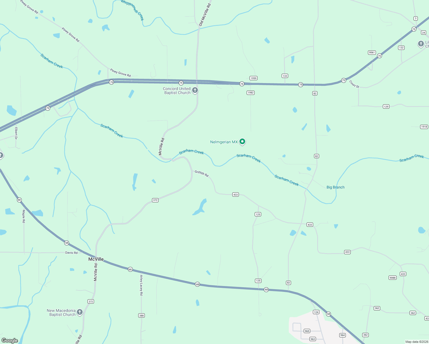 map of restaurants, bars, coffee shops, grocery stores, and more near 171 Griffith Road in Albertville