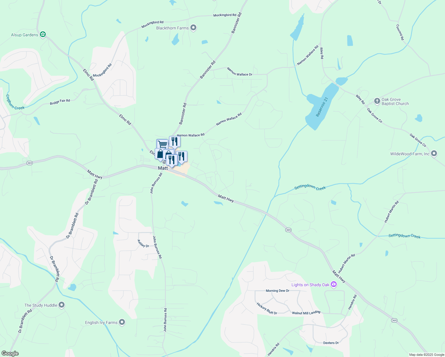 map of restaurants, bars, coffee shops, grocery stores, and more near 5345 Coltman Drive in Cumming