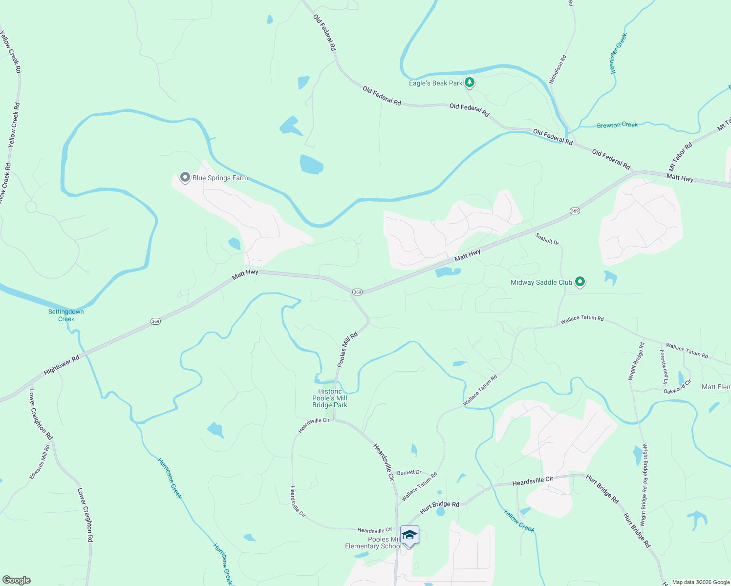 map of restaurants, bars, coffee shops, grocery stores, and more near 8680 Matt Highway in Ball Ground
