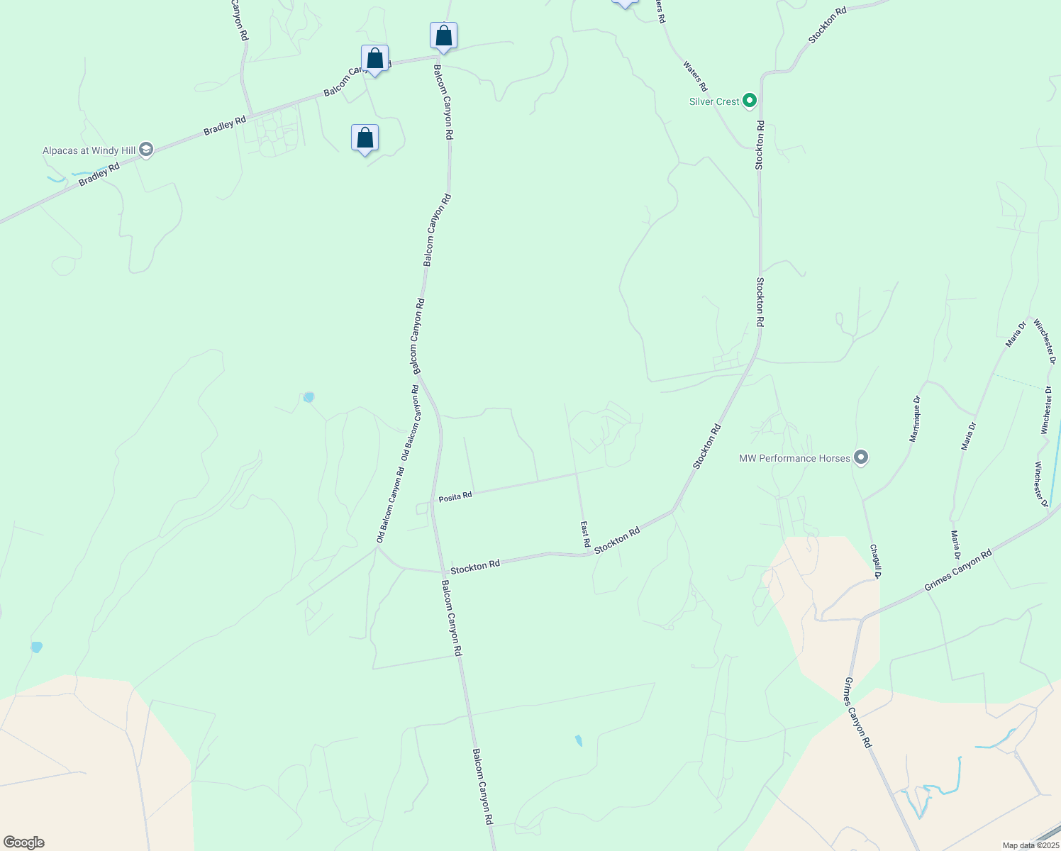 map of restaurants, bars, coffee shops, grocery stores, and more near 8275 Posita Road in Somis
