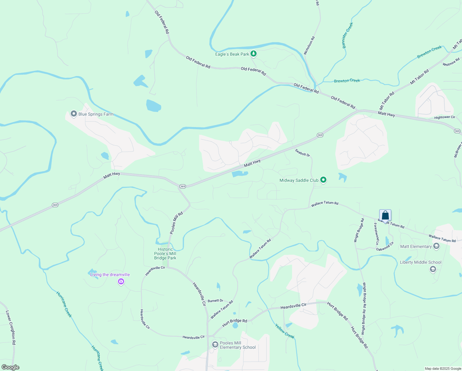 map of restaurants, bars, coffee shops, grocery stores, and more near 8735 Stratford Oaks Avenue in Ball Ground