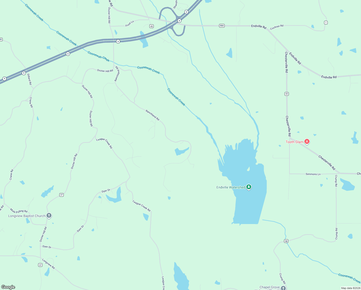 map of restaurants, bars, coffee shops, grocery stores, and more near 1196 Ranchland Road in Pontotoc County