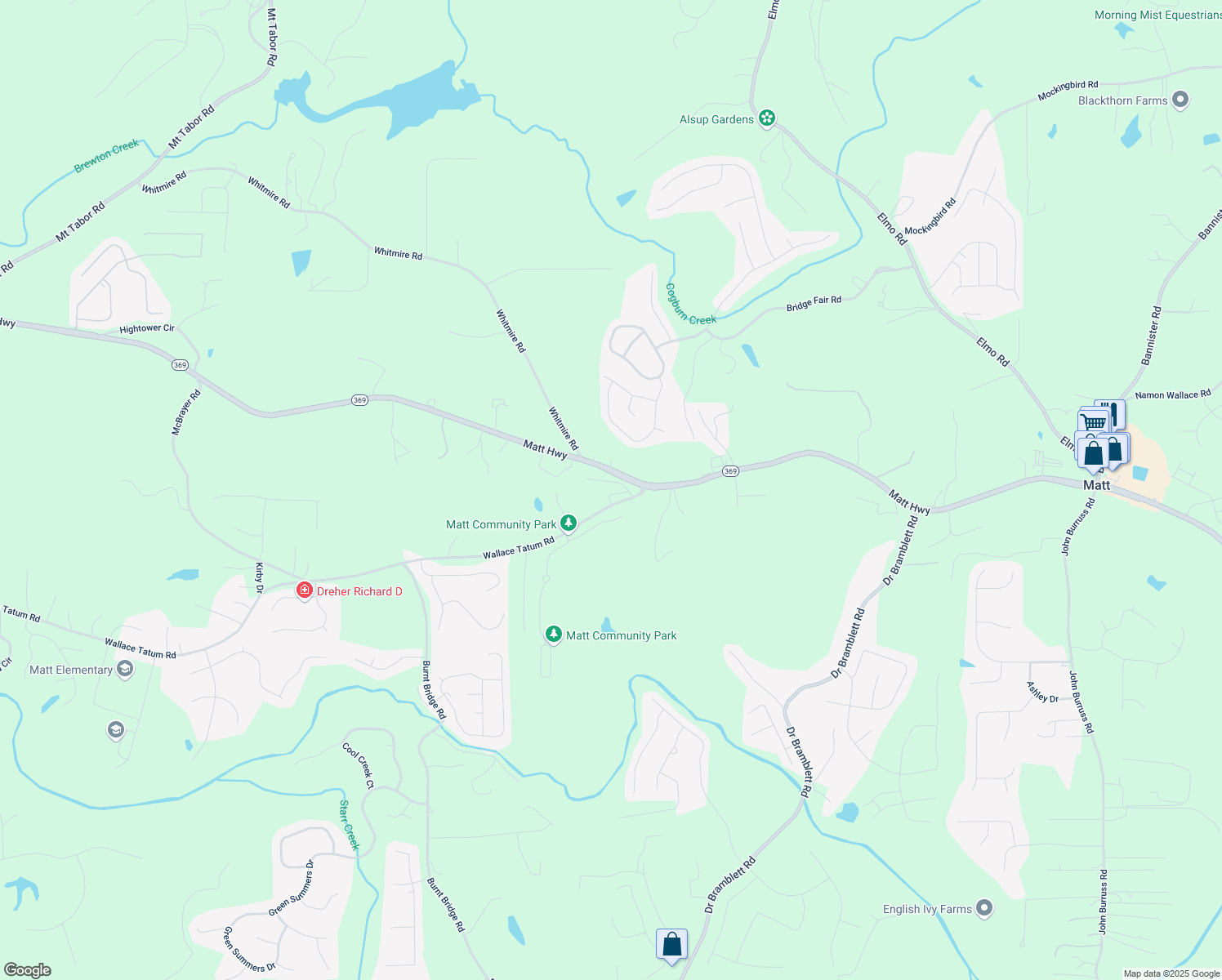 map of restaurants, bars, coffee shops, grocery stores, and more near 6470 Wallace Tatum Road in Cumming