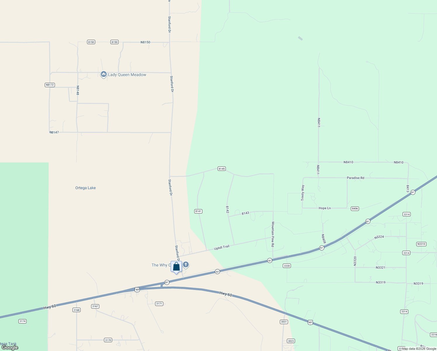map of restaurants, bars, coffee shops, grocery stores, and more near County Road 8145 in Concho