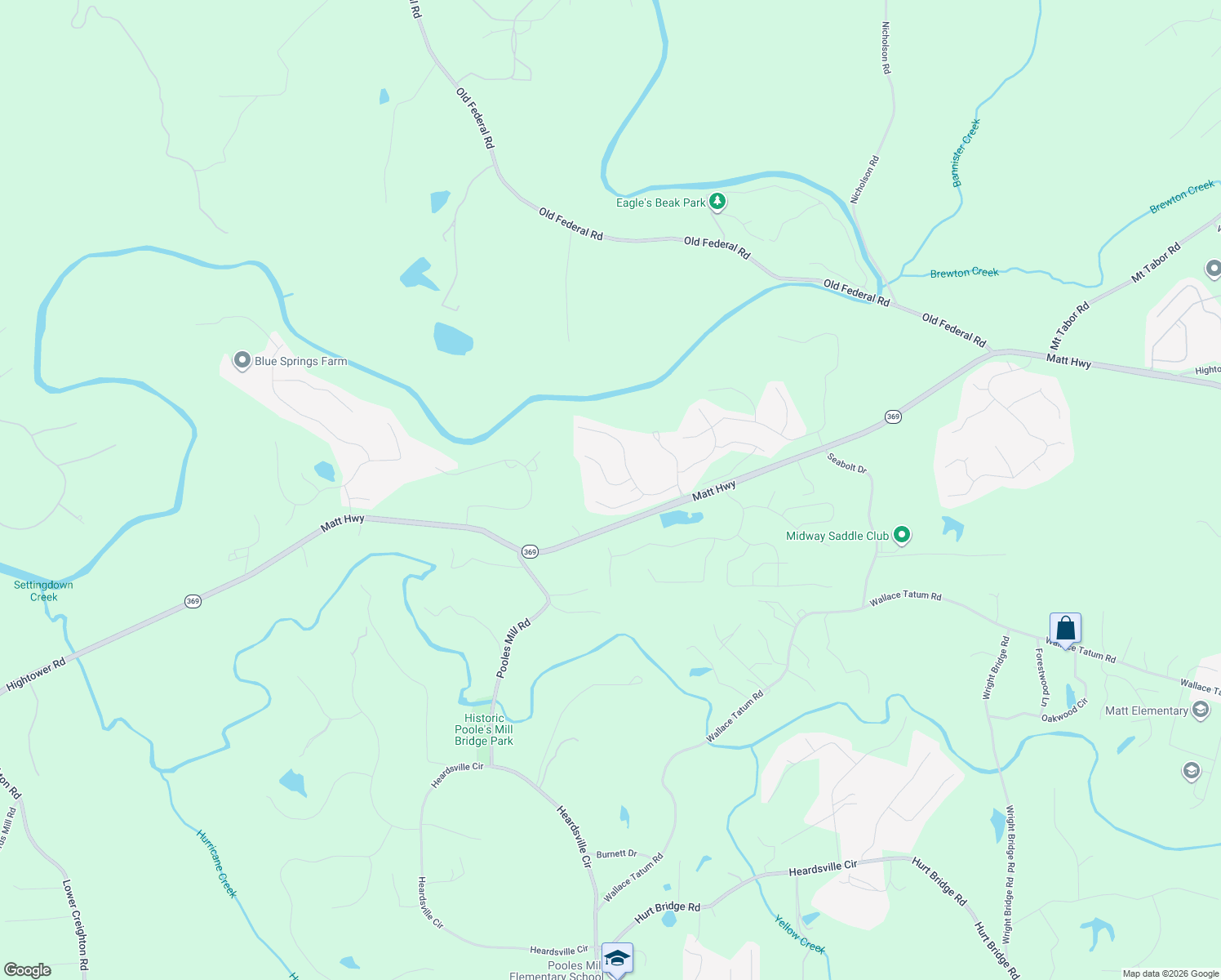 map of restaurants, bars, coffee shops, grocery stores, and more near 8735 Mica Creek in Ball Ground