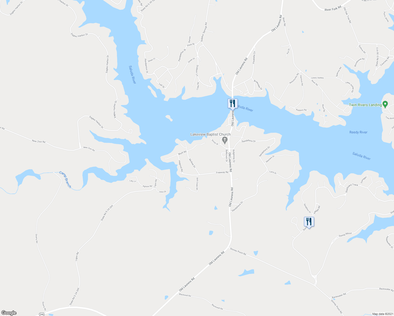 map of restaurants, bars, coffee shops, grocery stores, and more near 120 McKee Drive in Greenwood