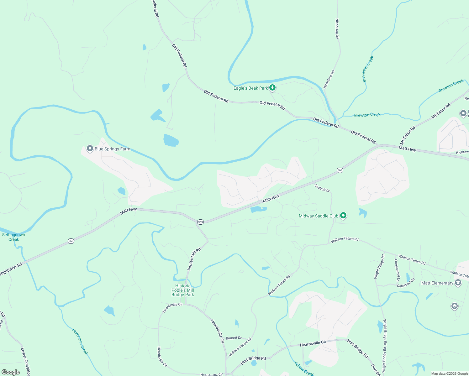 map of restaurants, bars, coffee shops, grocery stores, and more near 8725 Hightower Ridge in Ball Ground