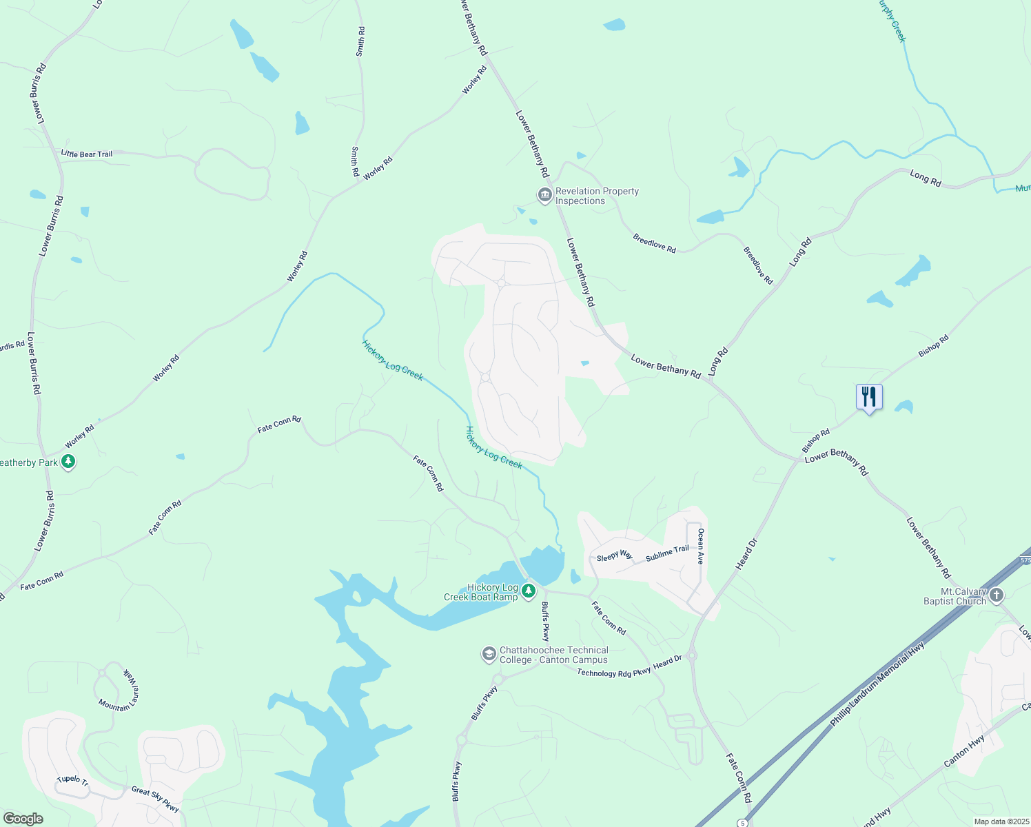 map of restaurants, bars, coffee shops, grocery stores, and more near 818 Commerce Trail in Canton