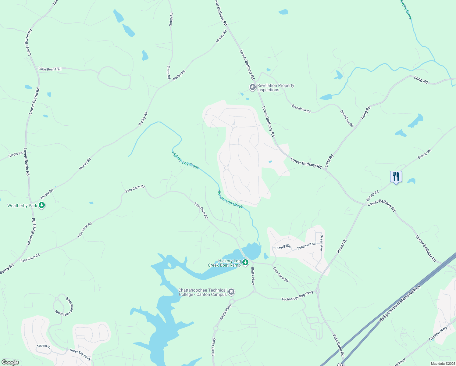 map of restaurants, bars, coffee shops, grocery stores, and more near 2064 Towne Mill Avenue in Canton