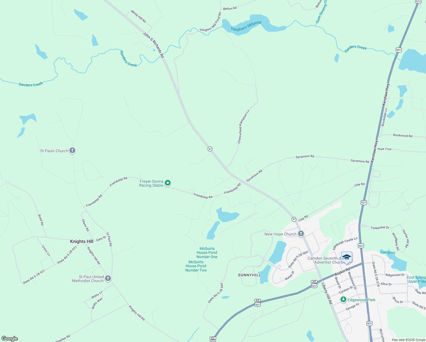 map of restaurants, bars, coffee shops, grocery stores, and more near 981 John G Richards Rd in Camden