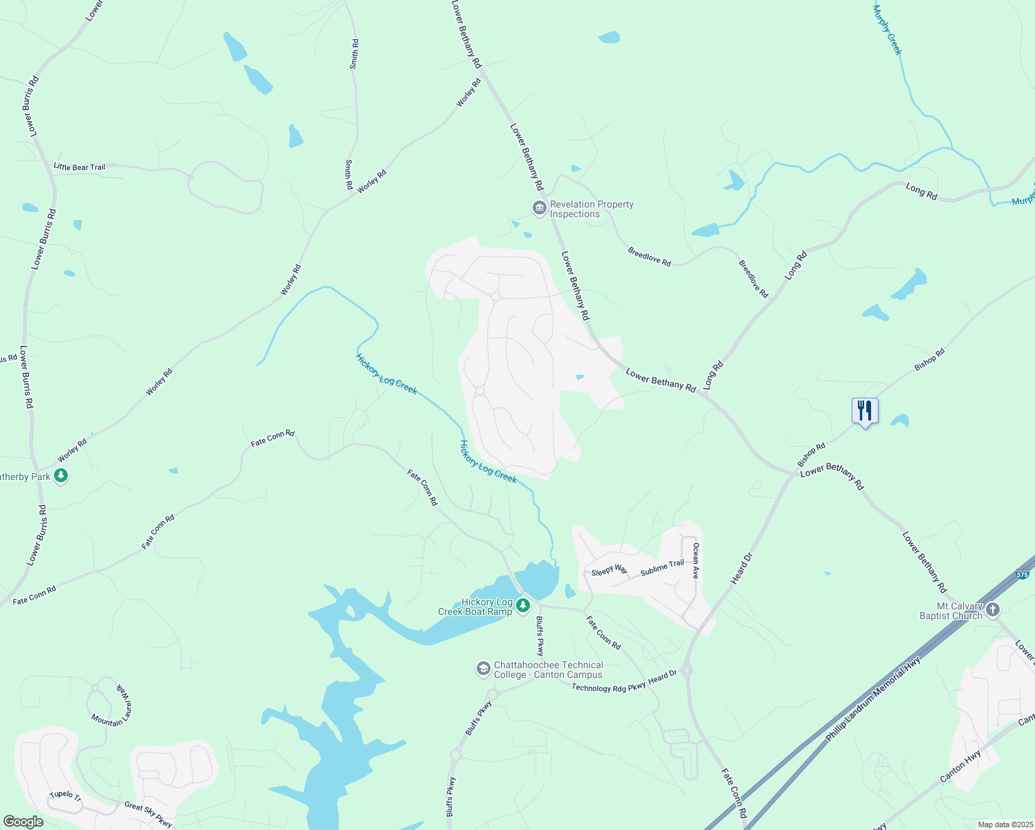 map of restaurants, bars, coffee shops, grocery stores, and more near 815 Commerce Trail in Canton