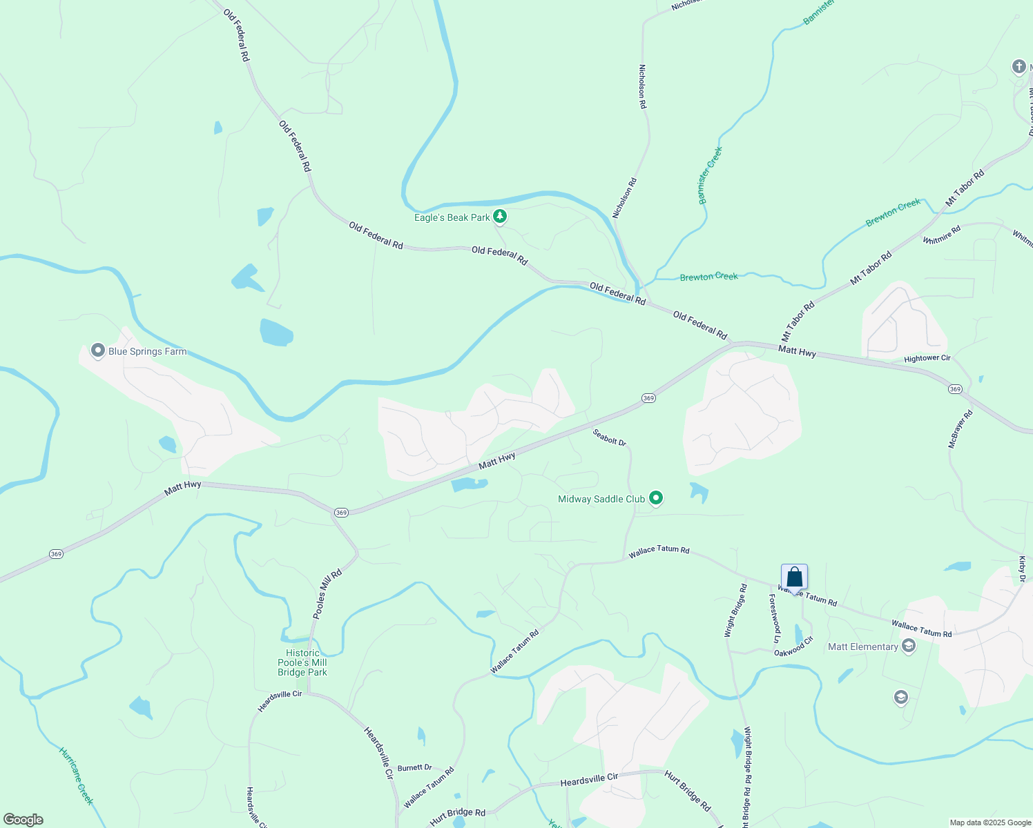 map of restaurants, bars, coffee shops, grocery stores, and more near 7955 Welch Mill in Ball Ground