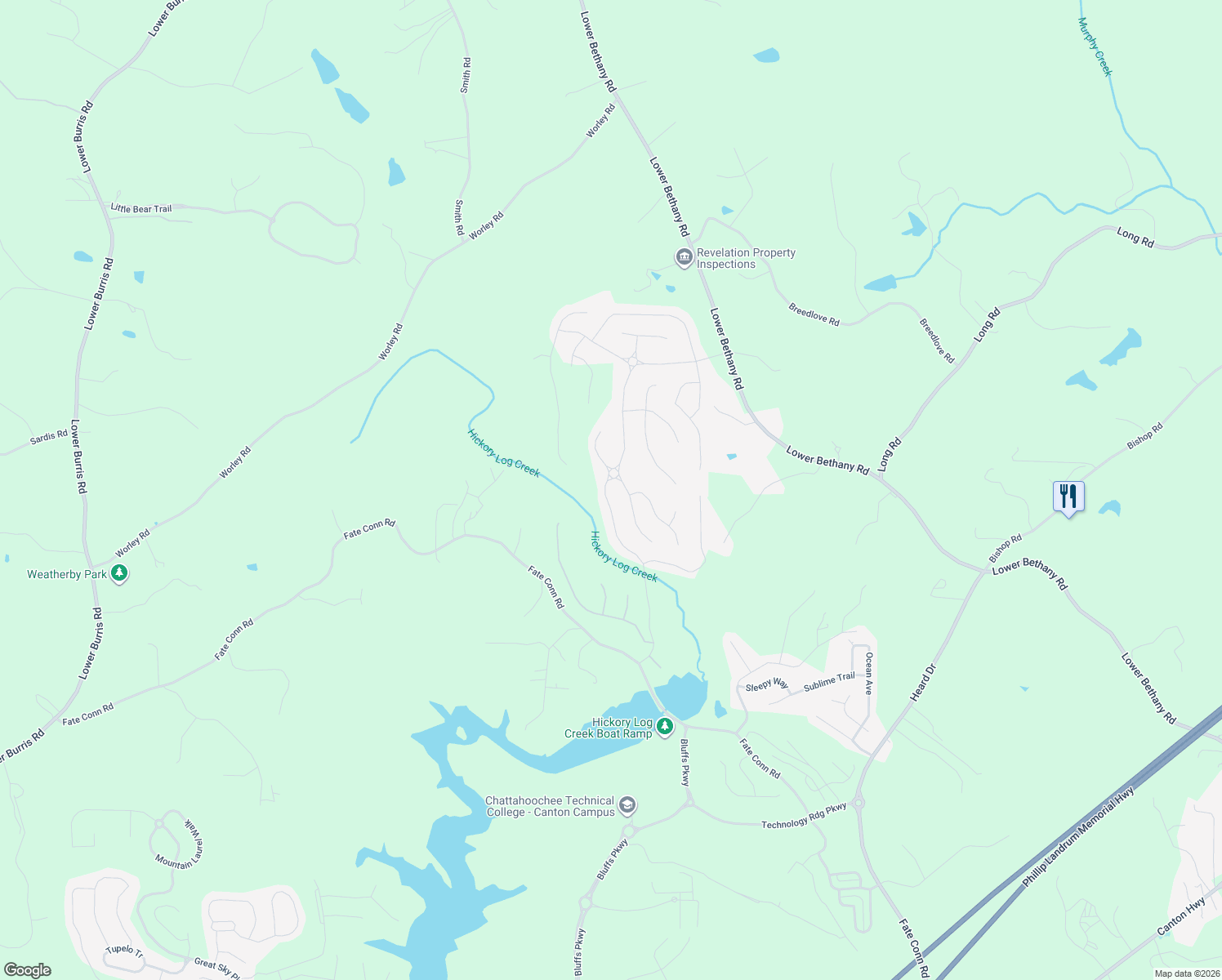 map of restaurants, bars, coffee shops, grocery stores, and more near 2072 Towne Mill Avenue in Canton