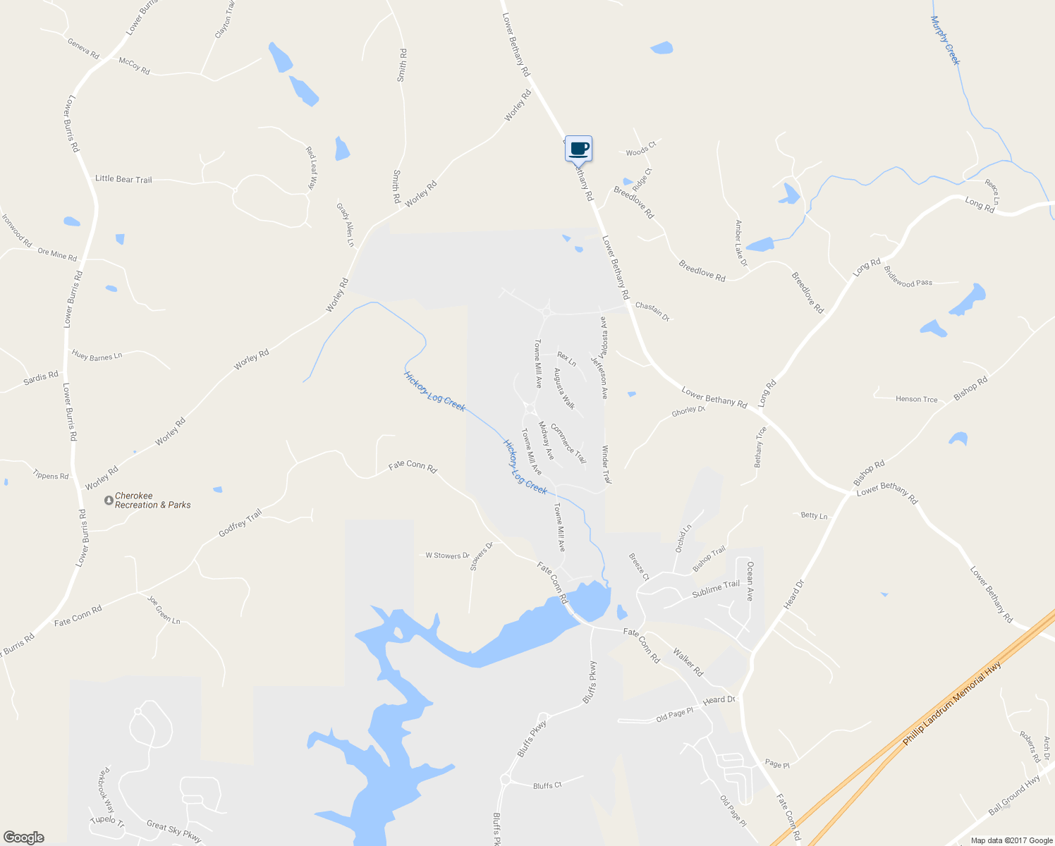 map of restaurants, bars, coffee shops, grocery stores, and more near 2072 Towne Mill Avenue in Canton