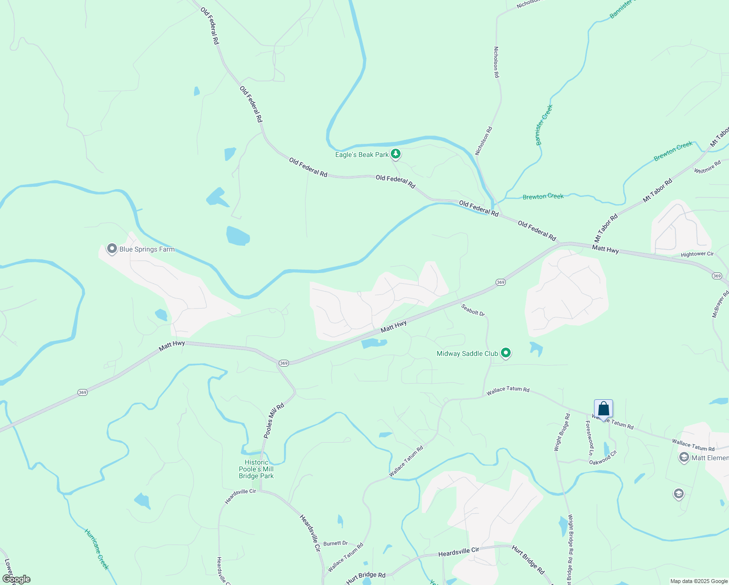 map of restaurants, bars, coffee shops, grocery stores, and more near 8670 Etowah Bluffs in Ball Ground