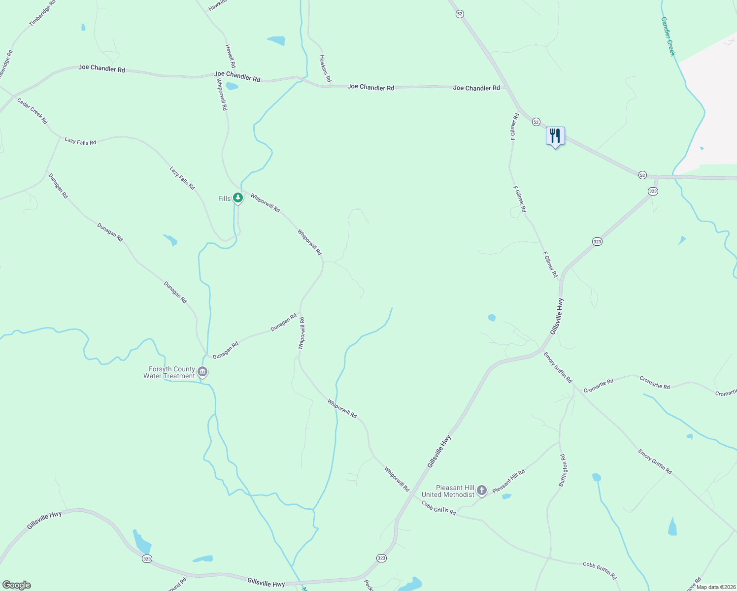 map of restaurants, bars, coffee shops, grocery stores, and more near 4363 Lipscomb Road in Gillsville