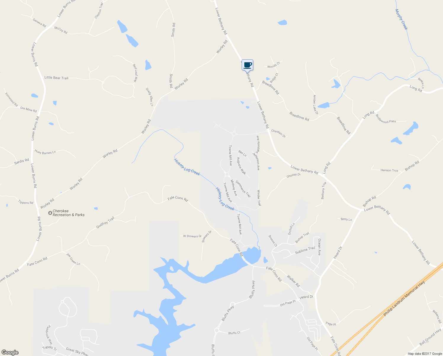 map of restaurants, bars, coffee shops, grocery stores, and more near 2077 Towne Mill Avenue in Canton