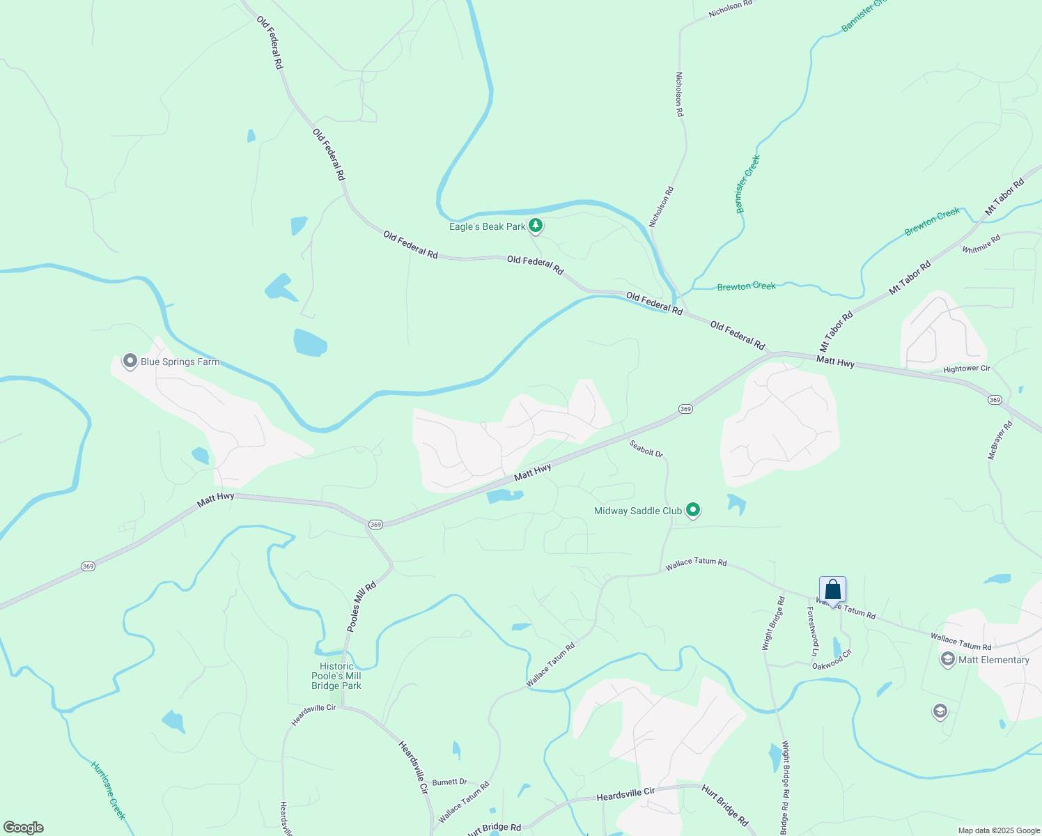 map of restaurants, bars, coffee shops, grocery stores, and more near 8670 Etowah Bluffs in Ball Ground