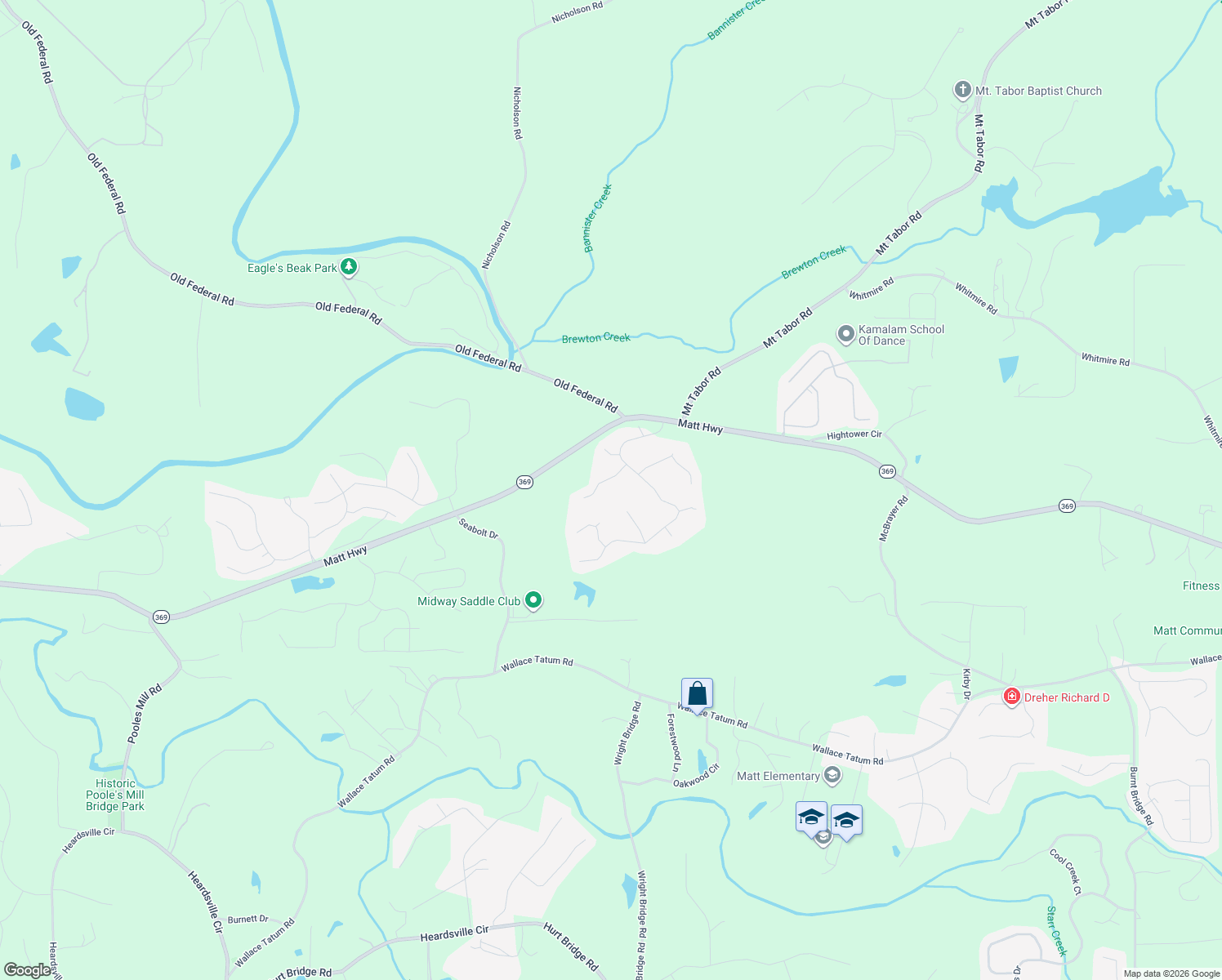 map of restaurants, bars, coffee shops, grocery stores, and more near 8035 River Chase Drive in Ball Ground