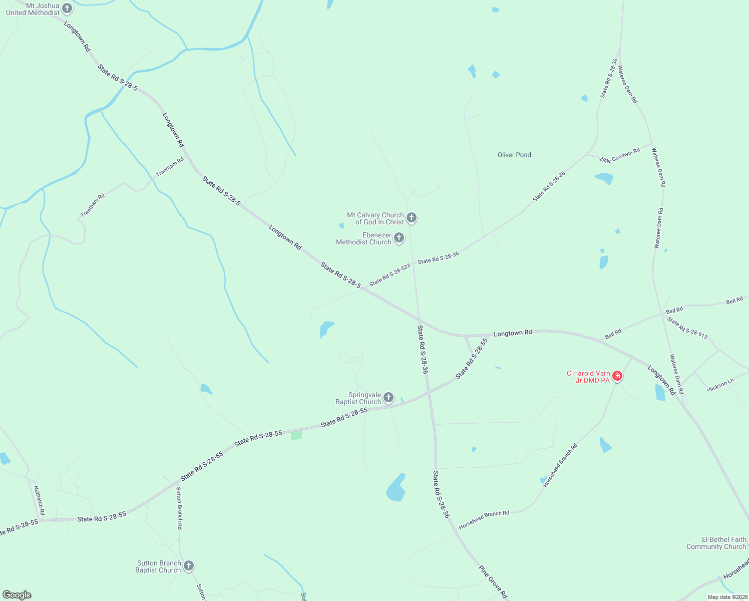 map of restaurants, bars, coffee shops, grocery stores, and more near 1437 Longtown Road in Ridgeway