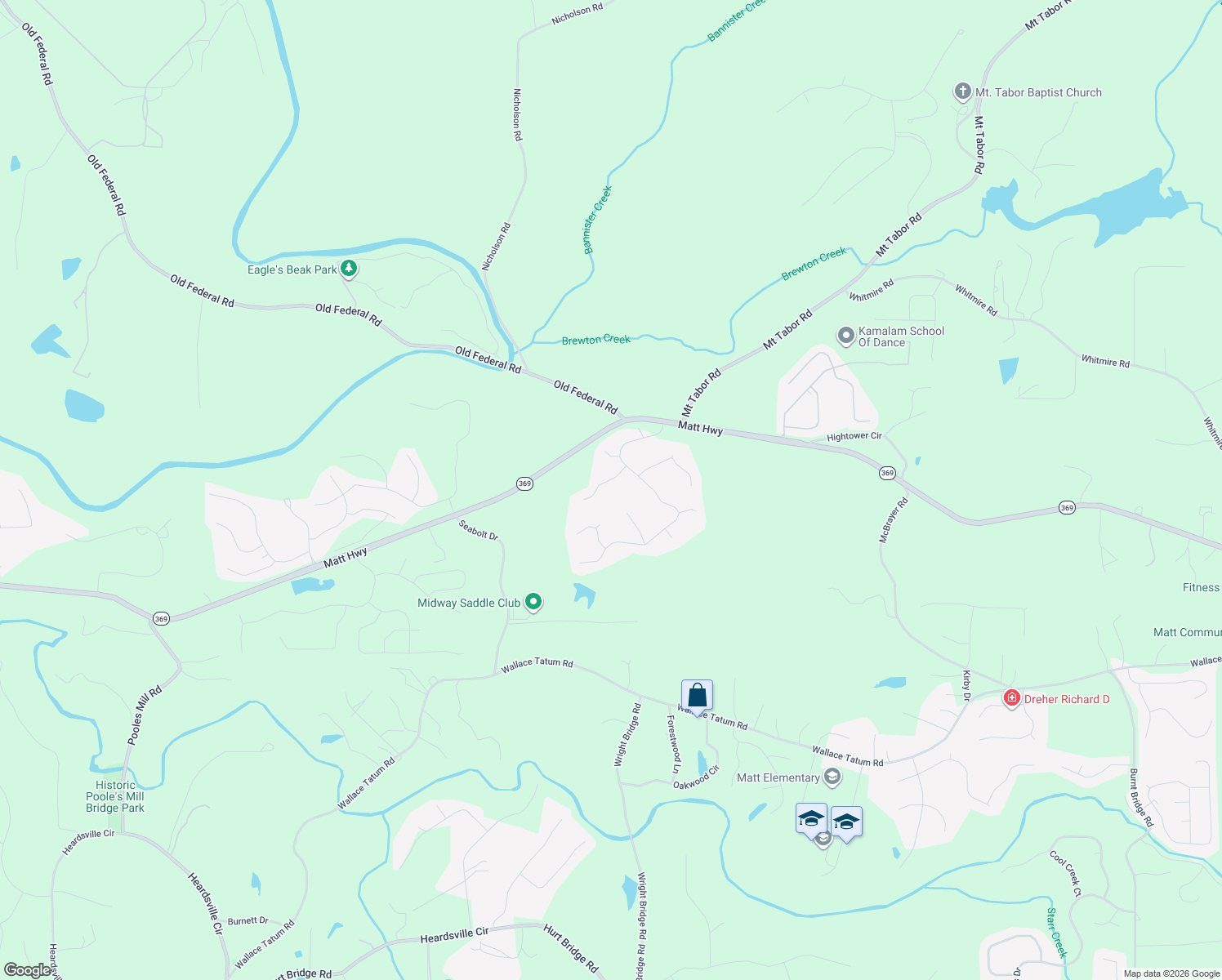 map of restaurants, bars, coffee shops, grocery stores, and more near 8035 River Chase Drive in Ball Ground