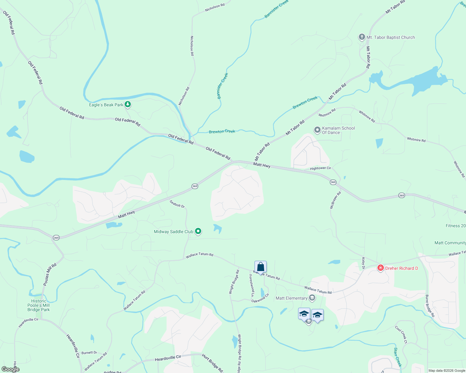 map of restaurants, bars, coffee shops, grocery stores, and more near 8015 River Chase Dr in Ball Ground