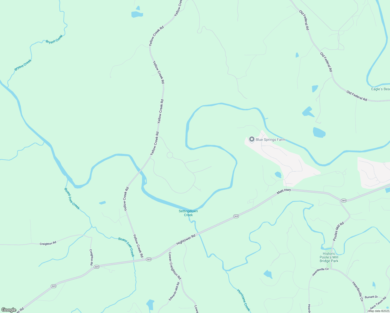 map of restaurants, bars, coffee shops, grocery stores, and more near 411 River Bluff Lane in Ball Ground