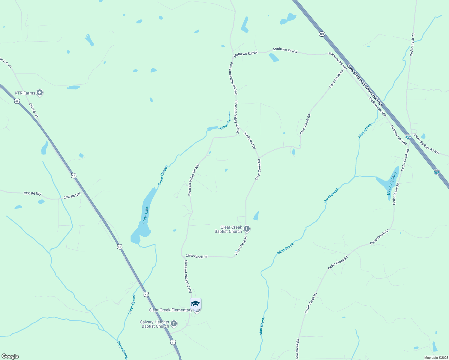 map of restaurants, bars, coffee shops, grocery stores, and more near 34 Lois Lane Northwest in Adairsville