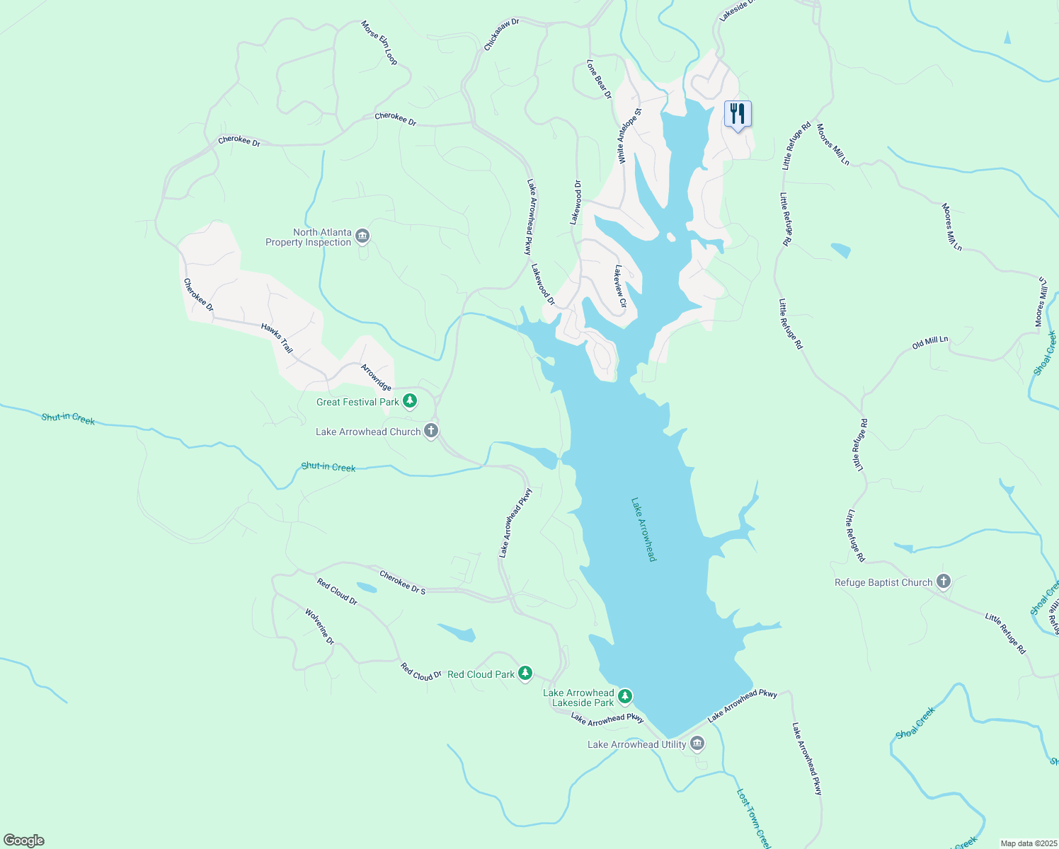 map of restaurants, bars, coffee shops, grocery stores, and more near in Waleska