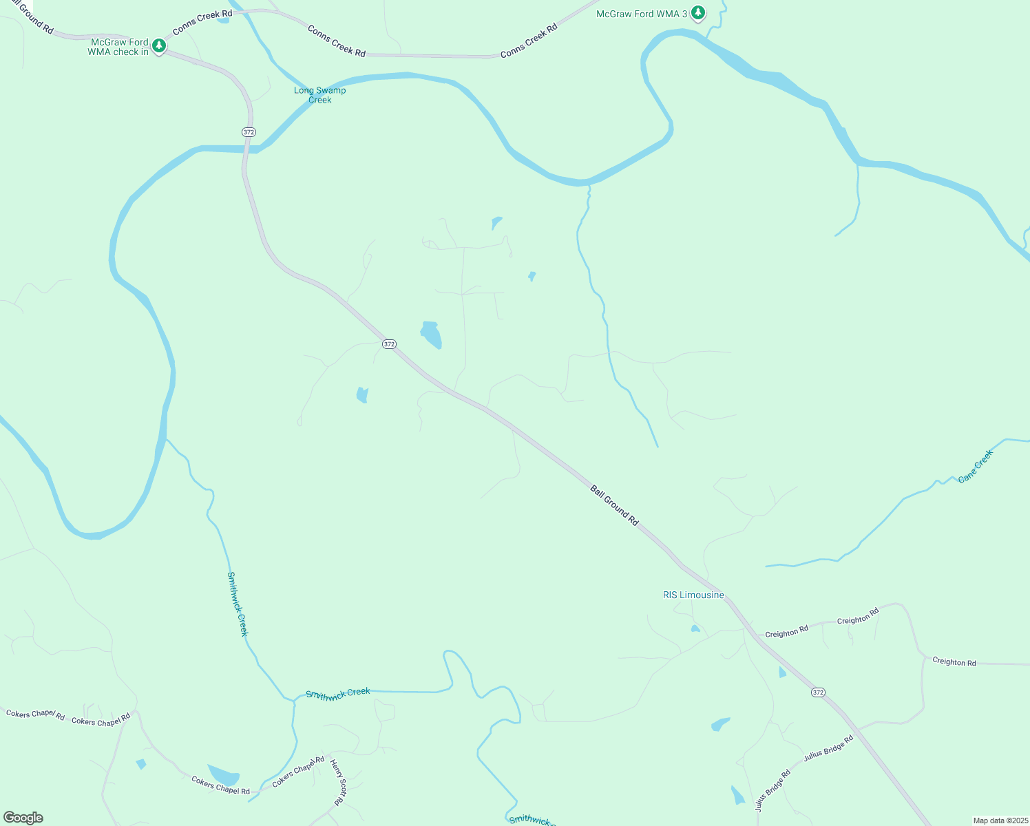 map of restaurants, bars, coffee shops, grocery stores, and more near 3605 Ball Ground Road in Ball Ground