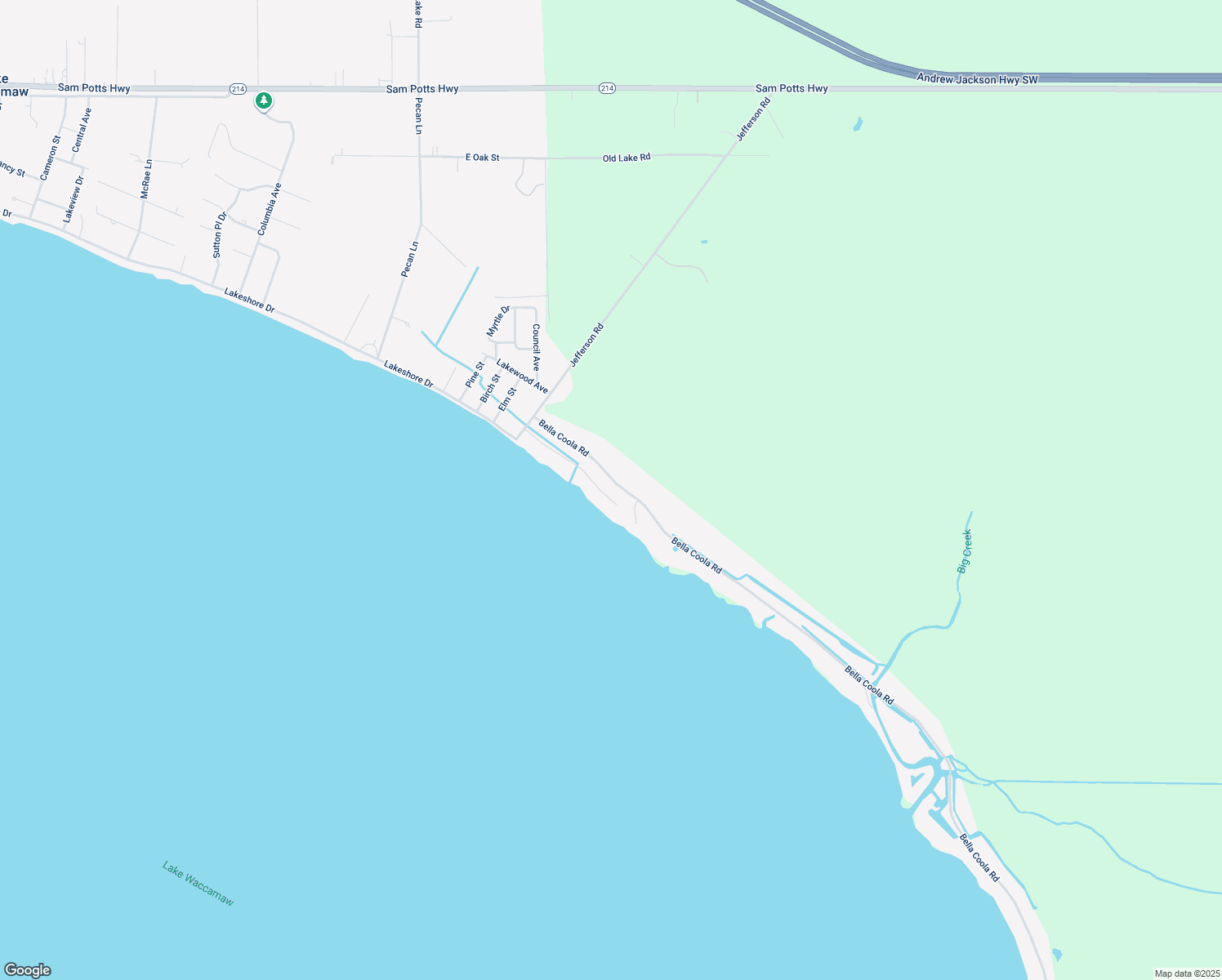 map of restaurants, bars, coffee shops, grocery stores, and more near 327 Creek Ridge Road in Lake Waccamaw