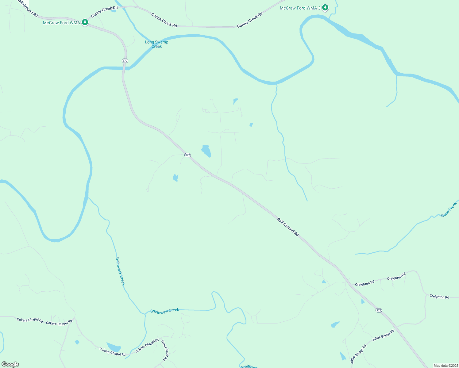map of restaurants, bars, coffee shops, grocery stores, and more near 3655 Ball Ground Road in Ball Ground