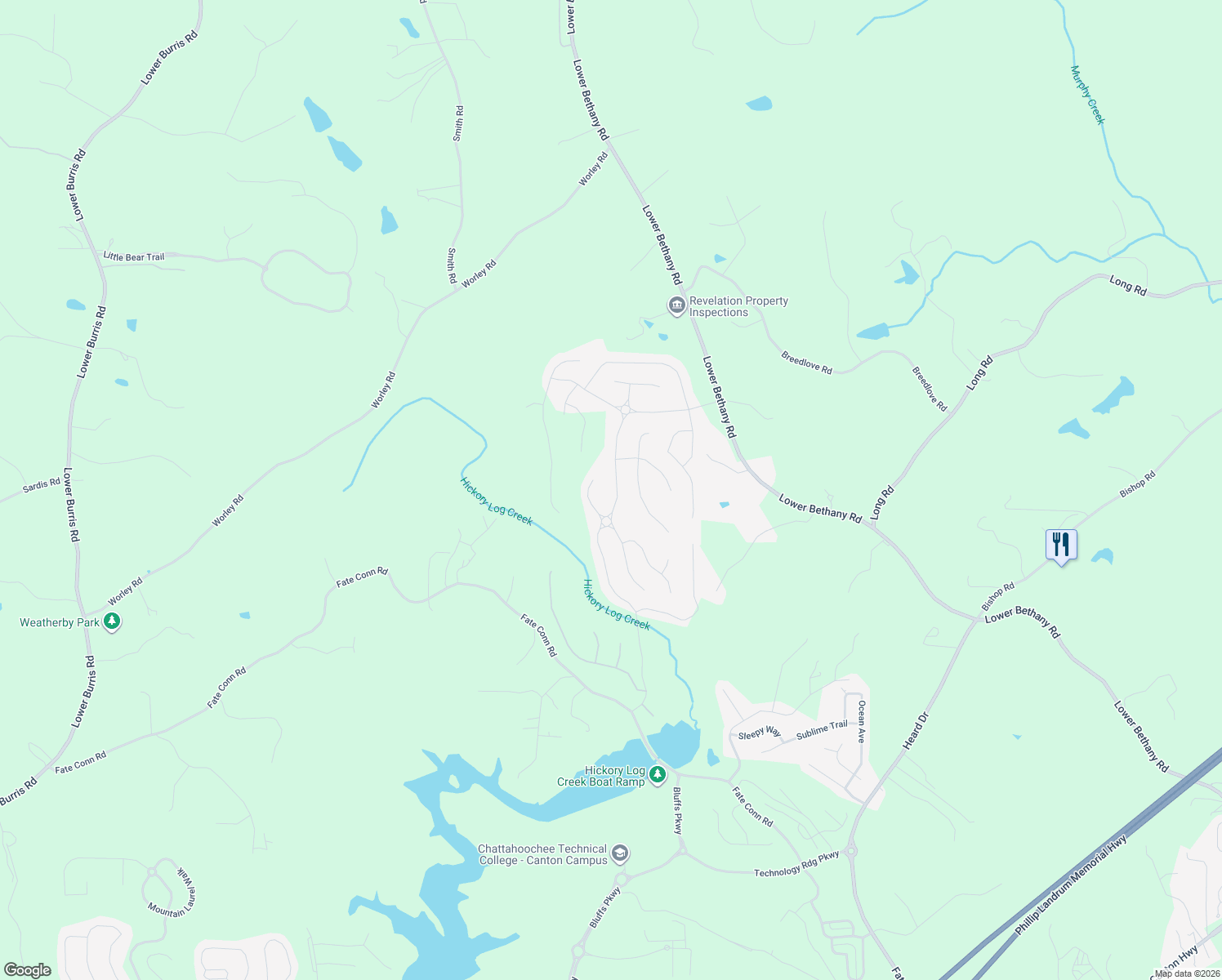 map of restaurants, bars, coffee shops, grocery stores, and more near 2093 Towne Mill Avenue in Canton