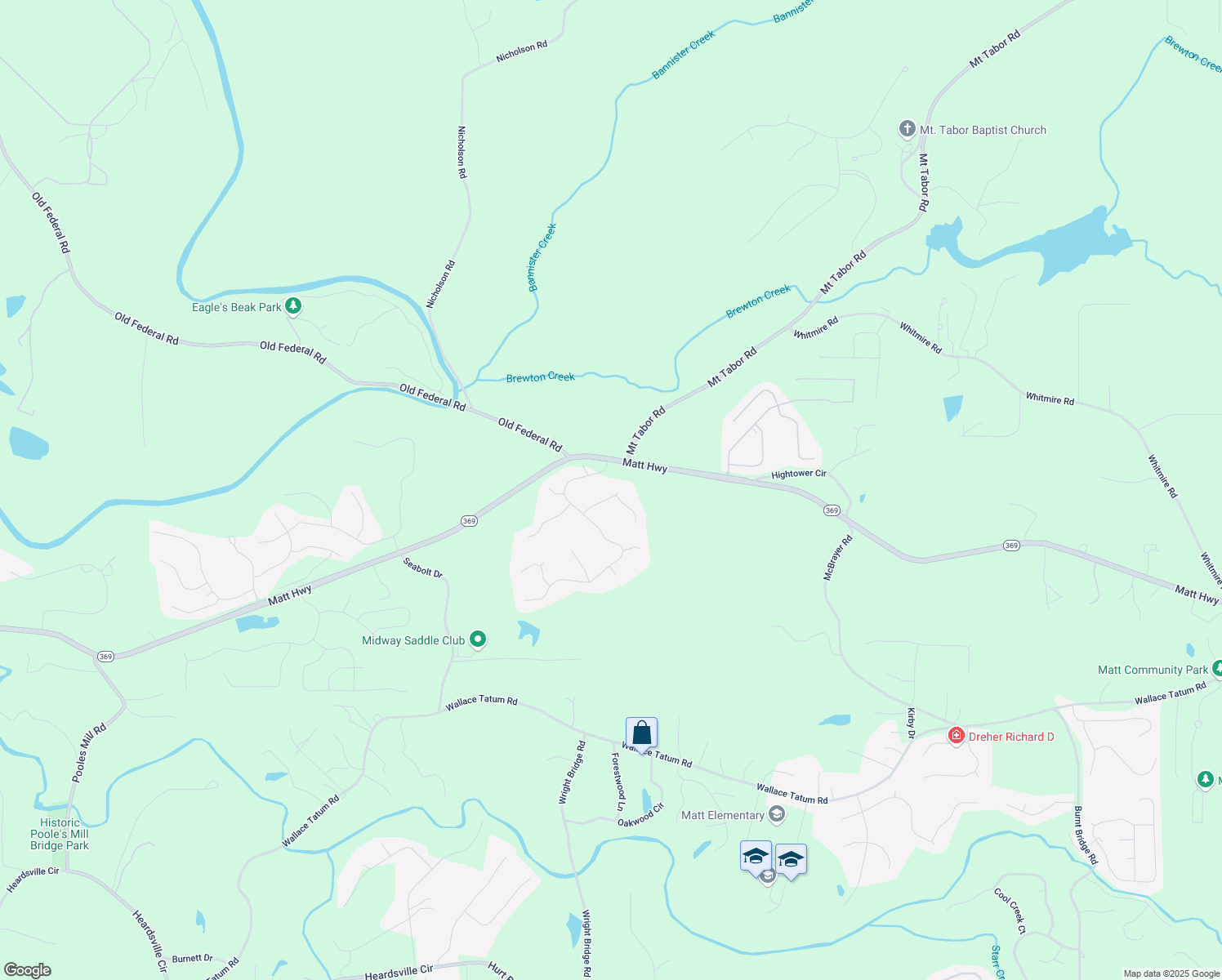 map of restaurants, bars, coffee shops, grocery stores, and more near 8135 River Overlook Way in Ball Ground