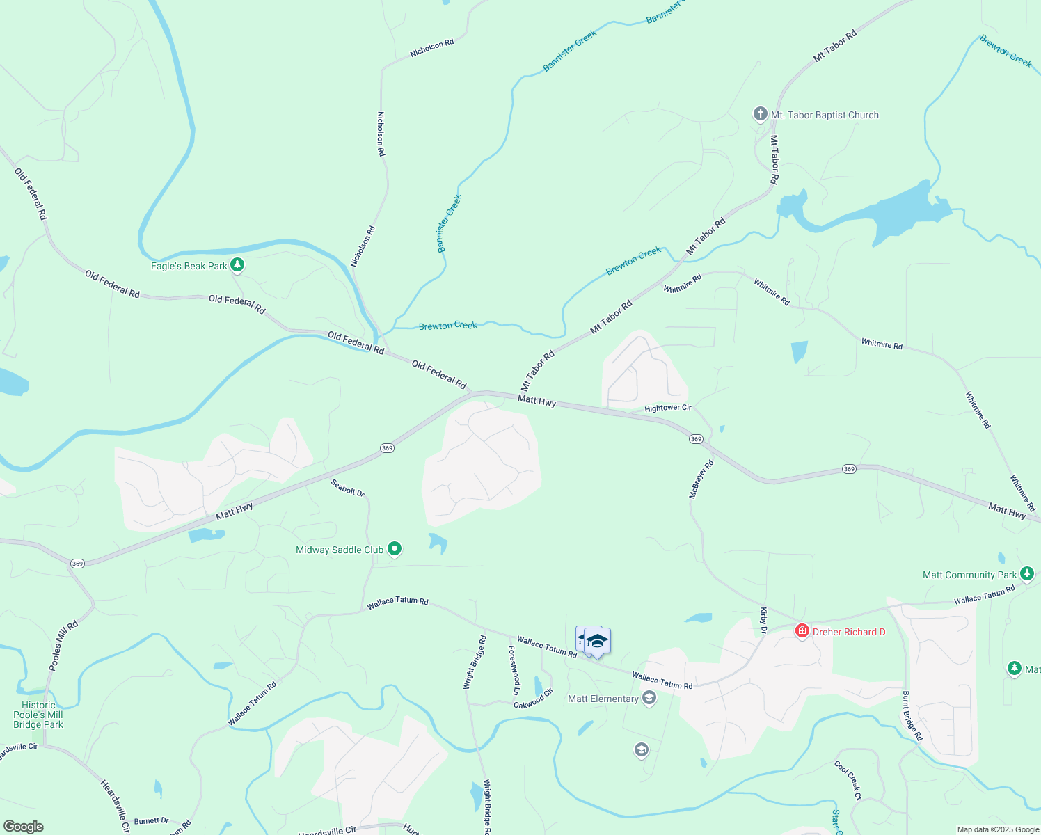 map of restaurants, bars, coffee shops, grocery stores, and more near 8135 River Overlook Way in Ball Ground