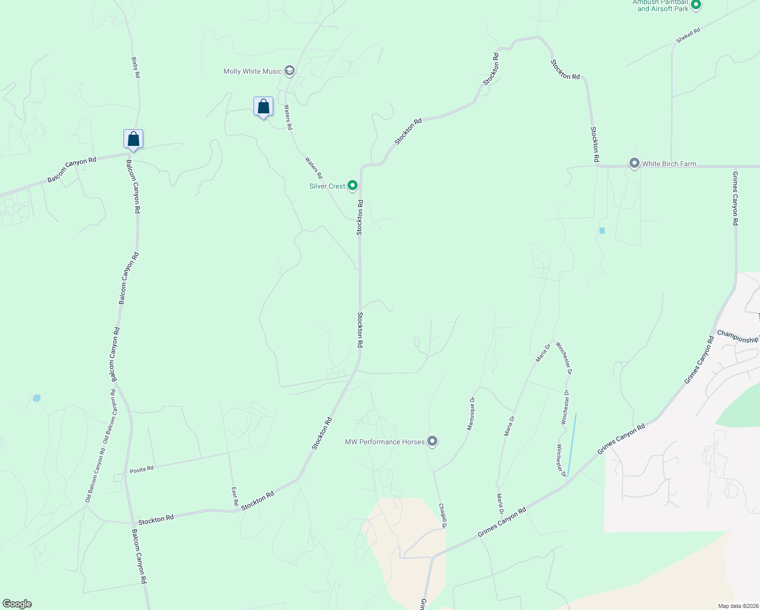map of restaurants, bars, coffee shops, grocery stores, and more near 9332 Stockton Road in Moorpark