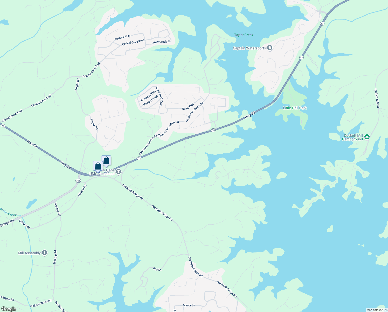 map of restaurants, bars, coffee shops, grocery stores, and more near 4620 Enota Court in Gainesville