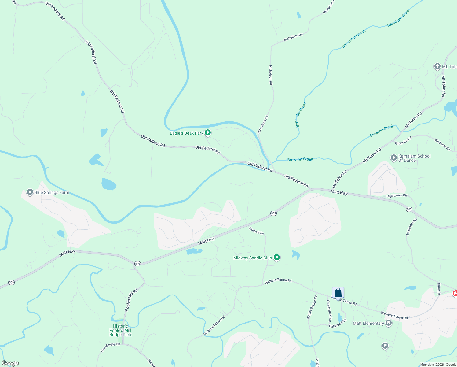 map of restaurants, bars, coffee shops, grocery stores, and more near 8250 Matt Highway in Ball Ground