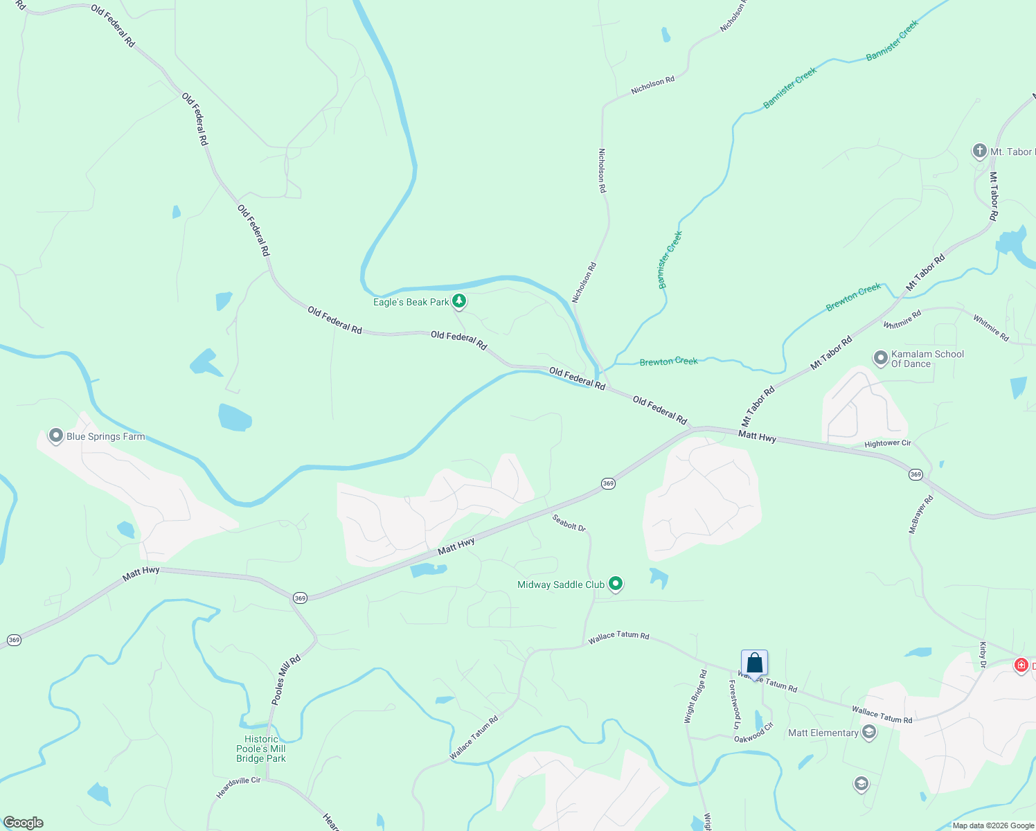 map of restaurants, bars, coffee shops, grocery stores, and more near 8250 Matt Highway in Ball Ground